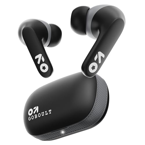 Image of GOBOULT Z20 Made in India Bluetooth Ear Buds Wireless with 51H Playtime, Clear Calling ENC Mic, Low Latency Gaming, 10mm Bass Drivers Earbuds Buds TWS Bluetooth Wireless Earphones (Jet Black)