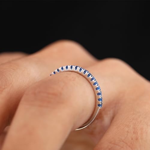 JO WISDOM Stackable Ring Eternity Bands for Women 925 Sterling Silver 1.5mm Thin Band Cubic Zirconia Half Eternity Stacking Rings Mothers Birthday Christmas Day Gifts4