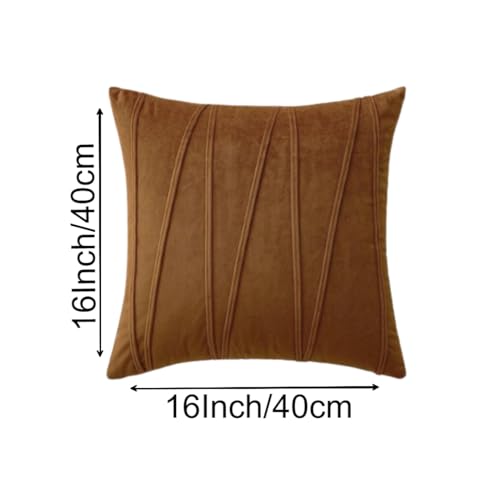 Image of Amazon Brand - Umi Decorative Striped Throw Pillow Covers 16 X 16 Inch,Soft Solid Velvet Pillow Covers Cushion Case with Zigzag Pattern for Sofa Bedroom 40 X 40 Cm (Pack of 5) Brown