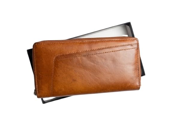 Premium Woman Leather Long Zip-Around Wallet, Travel Organiser Clutch, 6 Card Slots, Unisex-image-36