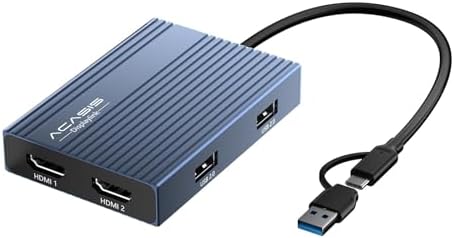 ACASIS DS0602 DisplayLink Docking Station, USB-C/A auf Dual HDMI 4K@60Hz | Für macOS & Windows, 100W PD-Laden, 3x USB-A 2.0, Aluminiumgehäuse, Treiber erforderlich, ideal für Dual-