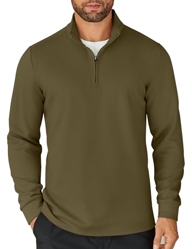 COOFANDY Men's Quarter Zip Up Pullover Lightweight Mock Neck Sweatshirt Casual Long Sleeve Polo Shirt