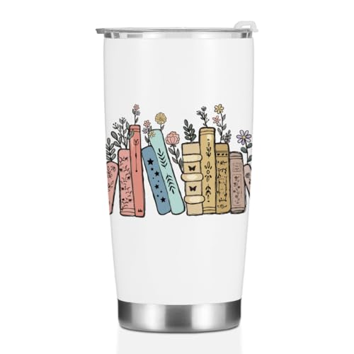 Book Lovers Gifts, Tumbler, Cute Stainless Steel Coffee Mug with Lid, 20 oz Insulated Thermal Cup...