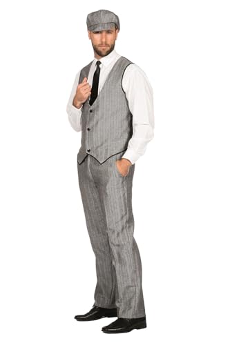 WILBERS & WILBERS 20er Jahre Peaky Blinders Anzug Schwarz-Weiß Lange Hose Weste Mütze Schiebermütze The Roaring Twenties 20s Größe:50