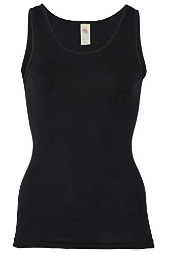 Women's Thermal Base Layer Top - Lightweight Moisture Wicking Merino Wool Silk Sleeveless Undershirt (EU 38-40 | Small, Black)