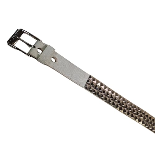 Lowlife Triple S Studded Leather Belt in White Snakeskin2