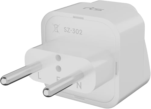 Image of rts EU Euro Europe Plug Adapter, Grounded European Travel Adapter for Spain Germany France Portugal Greece Russia Netherlands Turkey More for Cell Phones, Laptop Camera Chargers (1 Pack) White