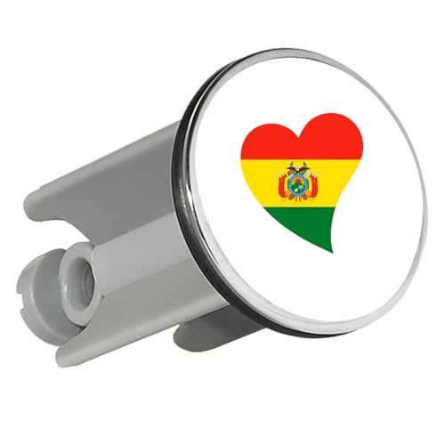Huuraa Waschbeckenstöpsel Bolivien Flagge Herz 4cm höhenverstellbar Abflussstopfen Geschenkidee