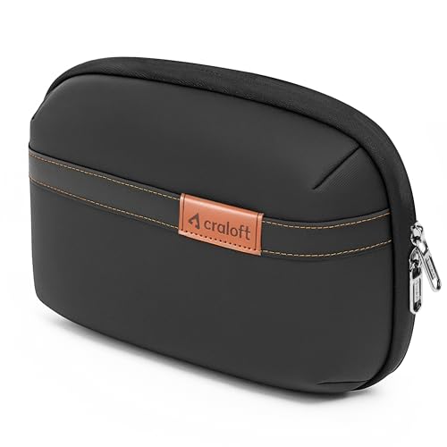 Image of CRALOFT Tech Organizer Pouch - Water-Resistant Polyester Travel Bag for Cables, Chargers, Gadgets, Hard Disk & Electronic Accessories - Multi-Compartment with Smartphone Pocket (Black)