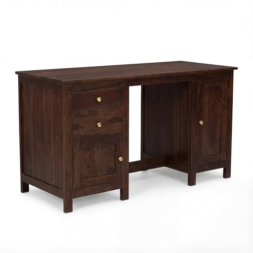 Image of SONA ART & CRAFTS Solid Sheesham Wood Study Table for Students Big Size with 2 Drawers & 2 Doors Wooden Study Desk Table Office Table for Work from Home Office Desk Computer Desk (Walnut Finish)