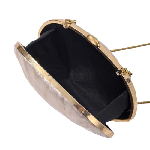 Image of RomanticDesign Women Shell Shape Acrylic Clutch Shiny Marble Purse Wedding Prom Party Evening Handbag