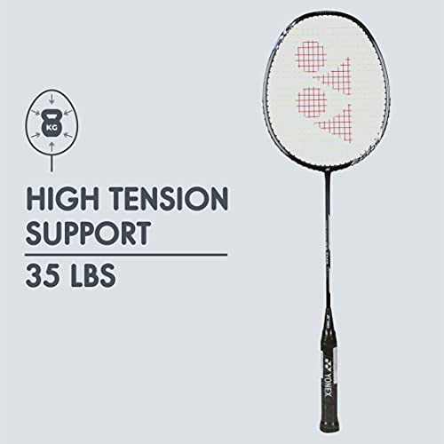 Image of YONEX Voltric 0.5 DG Slim Tri Voltage System Graphite Badminton Racquet (Black /Lime, 35 Lbs Tension, Slim Shaft) & ET 903 E Super Rubber Badminton Grip (Blue)