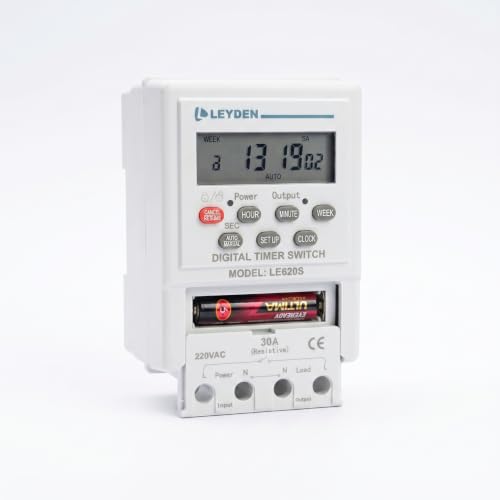 Image of LEYDEN LE620S 220VAC, Time Control Switch 24 Programs Per Day & Cyclic Function Switch for Industrial, Bells, Sirens, Motor, Fogger, Hydroponics System & Other Application