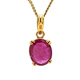 Arenaworld - Colgante de cadena de 5 quilates con piedras de rubí naturales, hechos a mano, chapado en oro