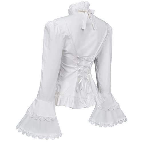 Womens Victorian Blouse Gothic Pirate Shirt Renaissance Blouse Vintage Long Sleeve Lotus Ruffle Shirt2