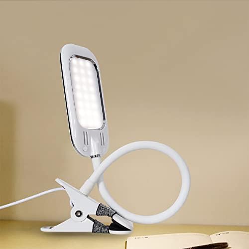 Eye Caring Desk Lamp with Clamp,Full Spectrum Eye Protection LED Clip on Desk Lamp,Dimmable Bright 8W Book Light for Reading in Bed,Daylight USB Powered Adjustable Gooseneck Small Light for Dorm