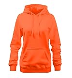 URBAN BUCK Womens Neon Hooded Pullover Sweatshirt Casual Long Sleeves High Visibility Lightweight Athletic Orange Fleece Hoodie (XXL)
