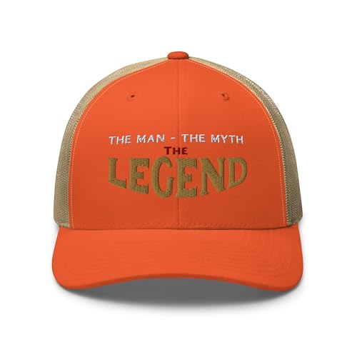 star bits The Legend Embroidered Retro Trucker Hat – Snapback Hat Baseball Cap with Mesh Back – Curved Brim Trucker Caps for Men Women (Sunset Tan)