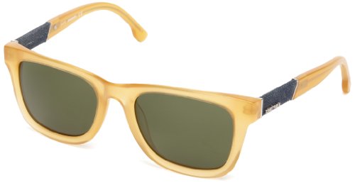 Diesel Denim Hinge Wayfarer Sunglasses Translucent Yellow 52 Green