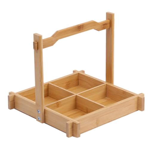 Plato multipropósito de sushi de madera con 4 compartimentos pequeño miniatura 1