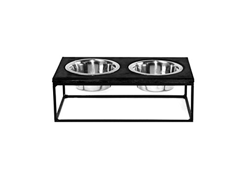 FEEDO - Die Beton Futterstation | Design Hundenapf | Doppelnapf | Hundeaccessoires | (M, dunkelgrau)