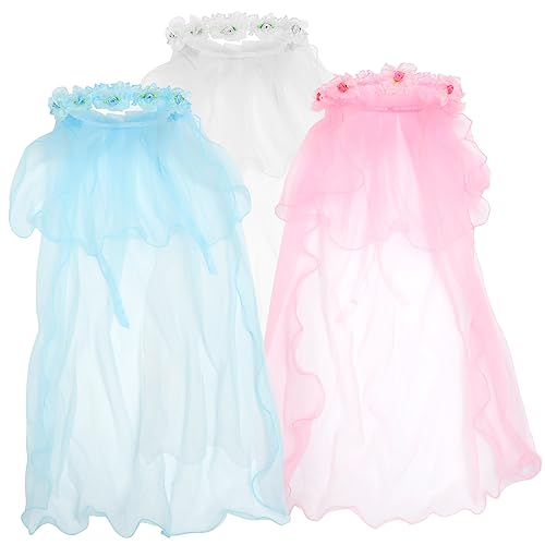 VICASKY 3pcs Floral Hair Accessories Wedding Veil Girls Flower Crown Bachelorette Party Accessory