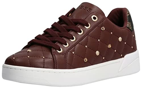 GUESS Reea Baskets en cuir pour femme Bordeaux Doré, Bordeaux doré., 38 EU