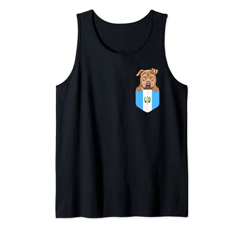 Guatemala Flag Usa Staffordshire Terrier Dog In Pocket Tank Top, Black