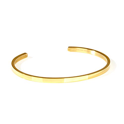 Preisvergleich Produktbild URBANHELDEN - Armreif Bangle Edel Schlicht - Damen Schmuck - Verstellbar, Edelstahl - Armband Blank - Gold