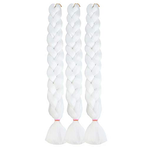White Synthetic Braiding Hair Synthetic Hair For Crochet Twists Locs Braids Hair 3 Packs 84 Inch By Leticia