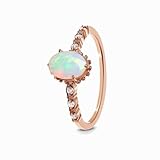 Dsnyu Anillo de piedra lunar de oro rosa, anillo promise para mujer, ovalado, con piedra lunar y moissanita, oro rosa 9 K/14 K/18 K, 16, Oro rosa de 14 quilates, Piedra lunar Moissanita