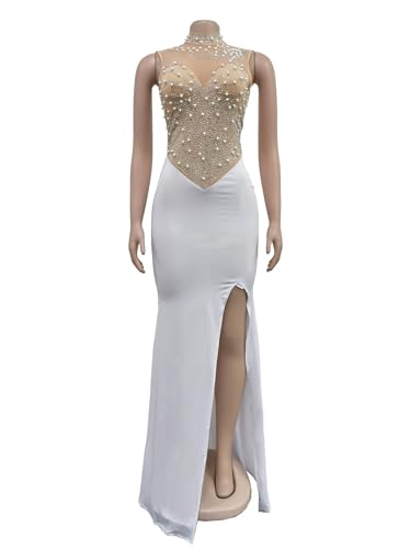 Image of Women's Sequin Prom Dress Evening Gowns for Formal Events | Elegant Sparkly Rhinestone Long Maxi Dresses for Formal Party,Gala,Wedding Guest,Fully Lined,Stretchy,Side Slit