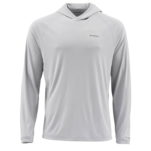 Simms SolarFlex UPF 50+ Shirt - Premium Sun Protection Hoodie for Men, Lightweight, Quick-Dry, Breathable Outdoor Apparel for Men (Sterling - 2020, X-Large) Off-white
