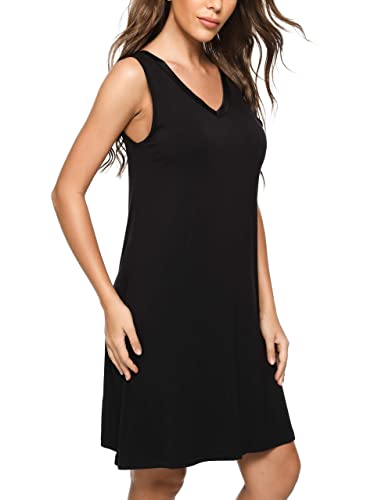 Image of GYS Cooling Bamboo Viscose Nightgowns for Women, Lightweight Sleeveless V Neck Sleep Shirt for Hot Sleepers, Soft Night dress