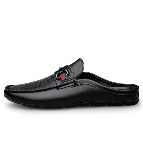 Men's Slippers Slip-On Loafers Leather Formal Wear Casual Open Back Sandals2