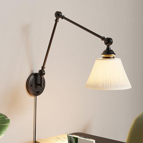 Image of Plug in Wall Sconce, Black Adjustable Swing Arm Wall Lamp, 1 Pack