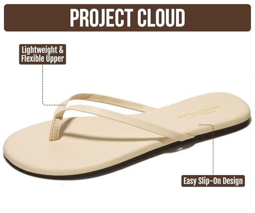 Image of Project Cloud Flip Flops for Women Footwear- Lightweight and Memory Foam Insole Sandals for Women 2026 - Durable Non-Slip Beach Essentials Flats for Women Sandals (Foundations)