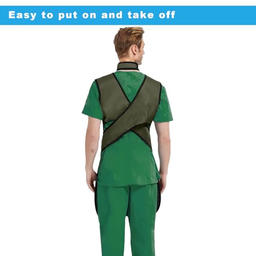 Image of Xray Protection Apron Shield Half Lead Apron for 0.5mmpb X-Rays Army Green M with Lead Thyroid Shield Collar Lightweight