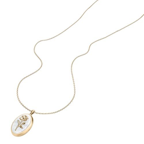 Image of Fossil Women's Gold-Tone Stainless Steel Pendant Chain Necklace for Women