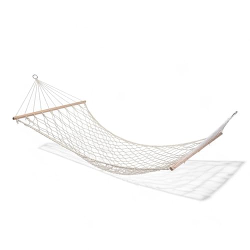 Briconess.com Hamac en corde tressée naturelle dimensions 200 x 80 cm résistant et confortable pour détente jardin et terrasse