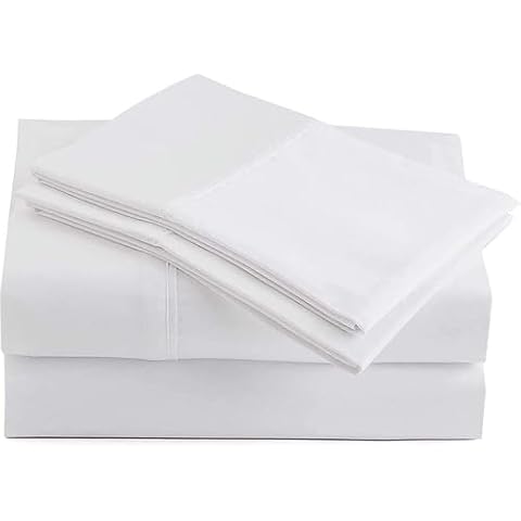 SKS Linen 1000 Thread Count Egyptian Cotton Solid White 18"(inch) Deep Pocket King (76" x 80") Sheet Set- 4 Pc Sheet with 2 Pillowcases, Hotel Quality Cover