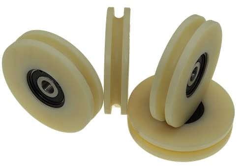 Set of 4 nylon grooved wheels with 8 mm round groove, diameter 80 mm, width 10 mm, capacity 100 kg, made in the EU