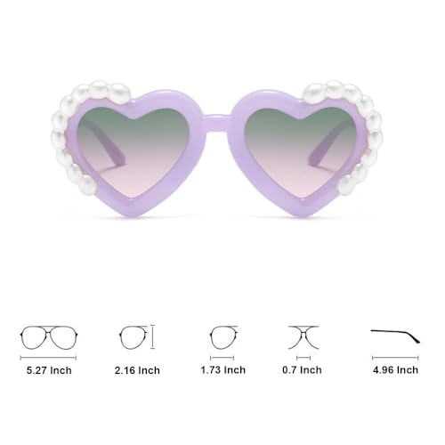 Ridering Toddle Girl Peal Heart Sunglasses,UV 400 Protection for Toddler Party Beach Shades Age 2-84