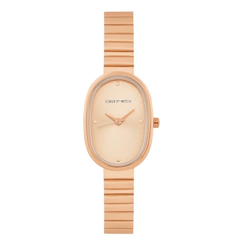 Image of Joker & Witch Eterna Rose Gold Sunray Small Oval Dial Rose Gold Linked Chain Strap Women's Watch