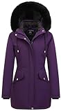 MOERDENG Women's Long Winter Down Coat Thicken Fleece Lined Parka Warm Puffer Jacket With Faux Fur Detachable Hood