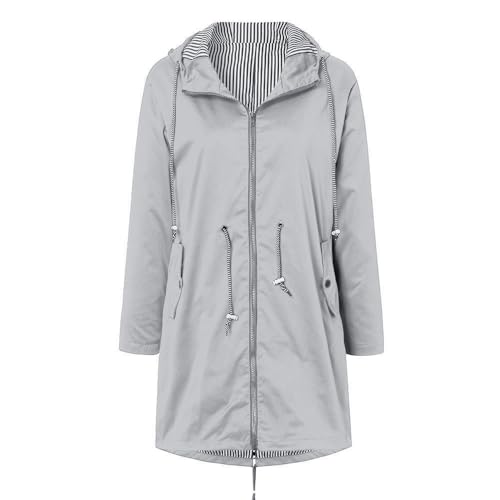 Chaqueta impermeable mujer con capucha y corte grande plus para outdoor