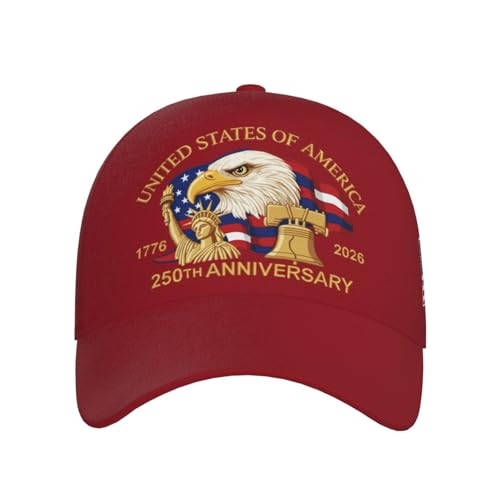 Image of USA-250th-Wine-Red Baseball Cap Trucker Cap Adjustable Sportswear Hat for Men Women Adults