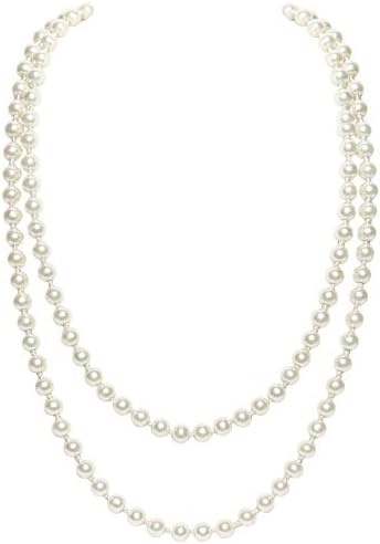 BABEYOND Long Pearl Necklace Faux Pearls Necklace Set Beaded Long Pearls Necklace 1920s Gatsby Costume Jewelry