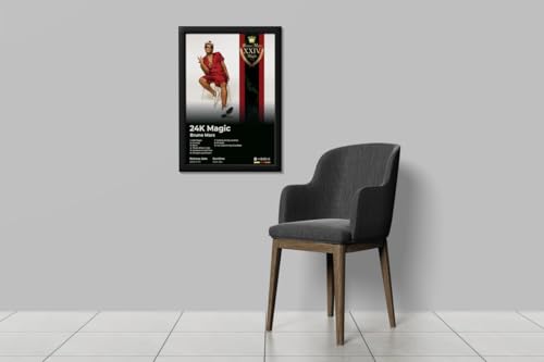 Image of BLINKART Bruno mars- 24K Magic Wall Photo Frames | Wall Art for Bedroom, Living Room, Studio or Office | Album Cover Print with Spotify Song Link QR Code | Gift for Fans - 8x12 In