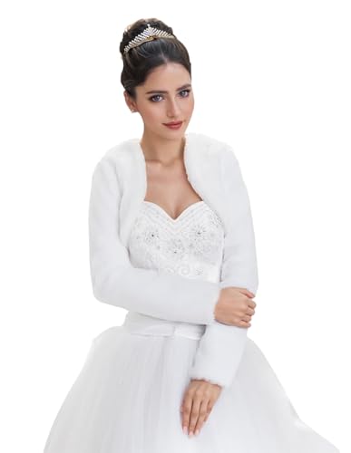 AUTTOGirl Braut Pelzjacke Langarm Kunstpelz...